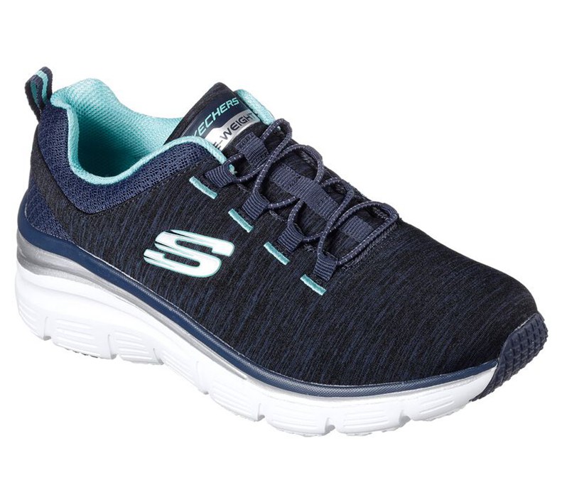 Skechers Dam Marinblå/Turkos Slip On - Fashion Fit - Up A Level - Sverige (VSGOH-1739)
